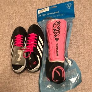 Adidas girl soccer shoes PLUS shin guards!